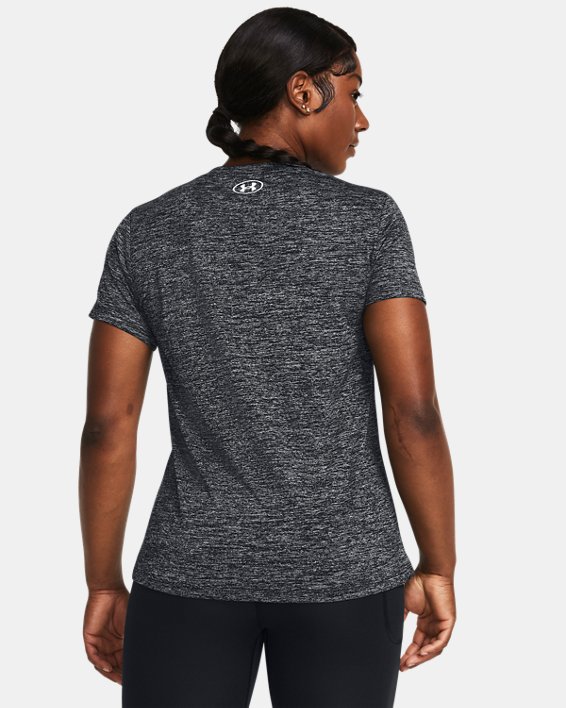 เสื้อคอวีแขนสั้น UA Tech™ Twist สำหรับผู้หญิง in Black image number 1